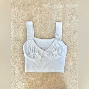 White Cropped Peasant Tank Top (Semi-sheer)